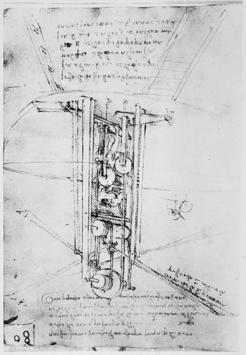 Gerahmter Druck : Maschine von Leonardo Gerahmter Druck : Maschine von Leonardo
