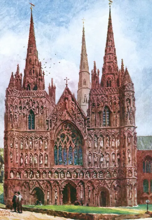 Gerahmter Druck : Kathedral von Lichfield, 1905 Gerahmter Druck : Kathedral von Lichfield, 1905