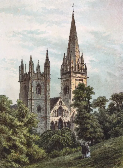 Gerahmter Druck : Llanfawr-Kathedrale / 1876 Gerahmter Druck : Llanfawr-Kathedrale / 1876