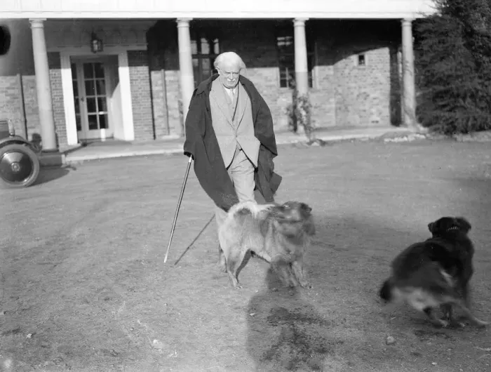 Gerahmter Druck : Lloyd George und sein Hund Gerahmter Druck : Lloyd George und sein Hund