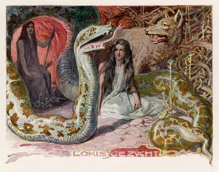 Gerahmter Druck : Loki bei Aegir Gerahmter Druck : Loki bei Aegir