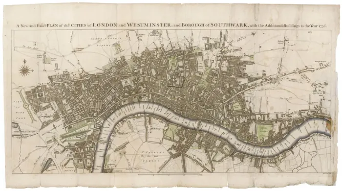 Gerahmter Druck : Londons Karte 1756 Gerahmter Druck : Londons Karte 1756