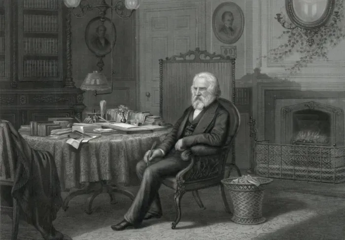 Gerahmter Druck : Hauptmann Longfellow im Studium Gerahmter Druck : Hauptmann Longfellow im Studium