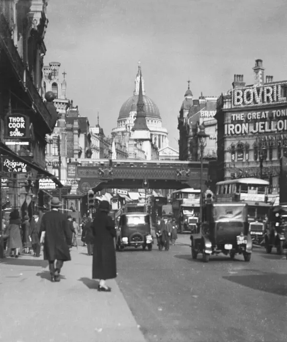 Gerahmter Druck : Ludgate-Circus 1930er Gerahmter Druck : Ludgate-Circus 1930er