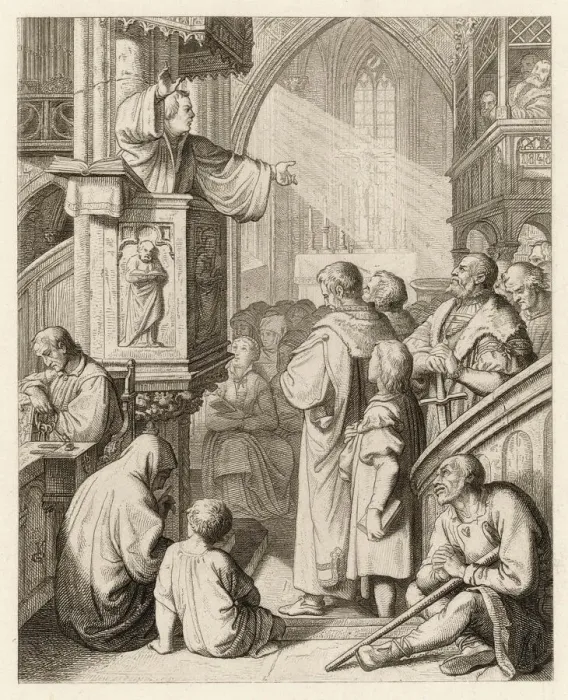 Gerahmter Druck : Luther im Predigtstuhl Gerahmter Druck : Luther im Predigtstuhl