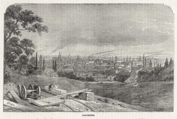 Gerahmter Druck : Manchester / Ansicht 1845 Gerahmter Druck : Manchester / Ansicht 1845