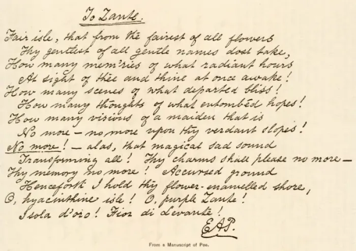 Gerahmter Druck : Manuskript von E.A.Poe Gerahmter Druck : Manuskript von E.A.Poe