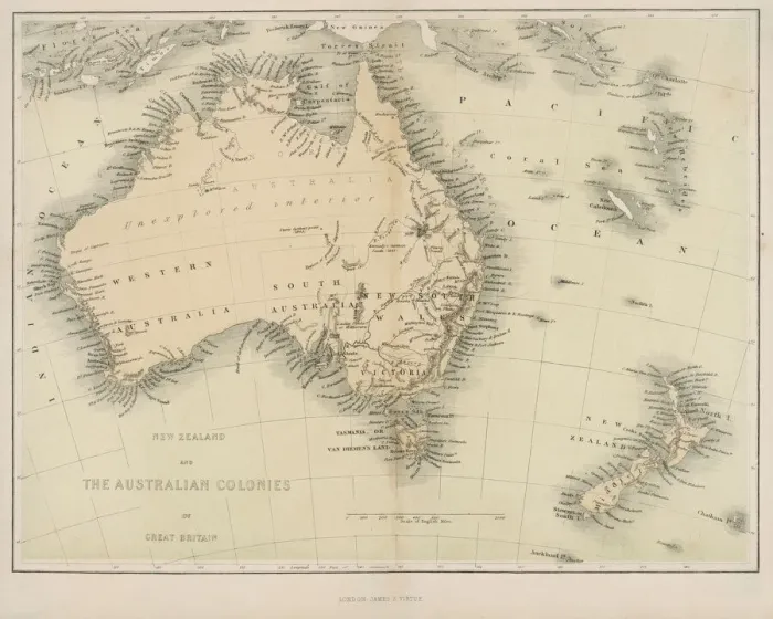 Gerahmter Druck : Karte Australien Neuseeland 1862 Gerahmter Druck : Karte Australien Neuseeland 1862