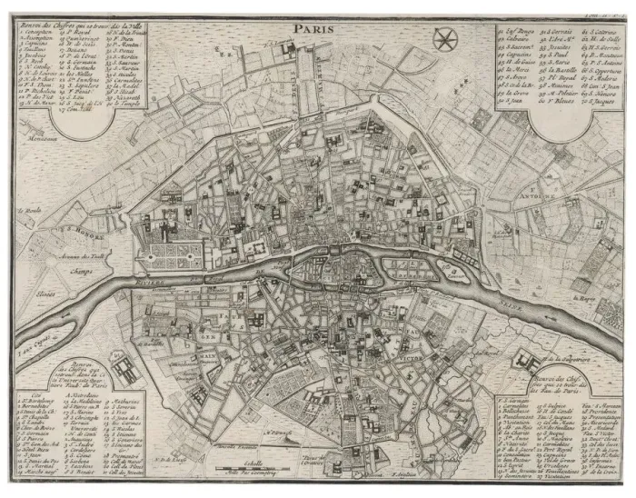 Gerahmter Druck : Karte / Paris 18C Gerahmter Druck : Karte / Paris 18C