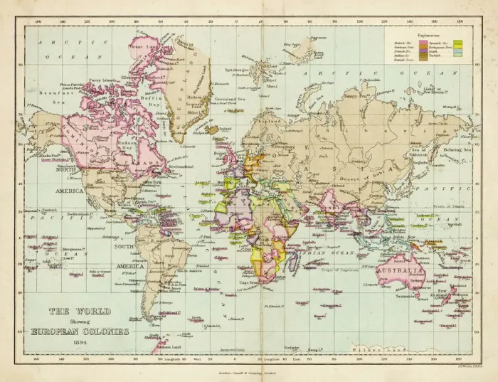 Gerahmter Druck : Karten der Welt, 1894 Gerahmter Druck : Karten der Welt, 1894