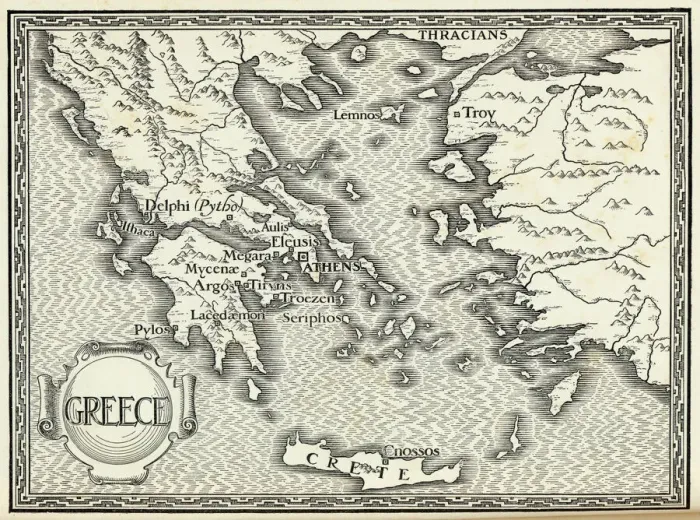 Gerahmter Druck : Karte / Europa / Griechenland / Ford Gerahmter Druck : Karte / Europa / Griechenland / Ford