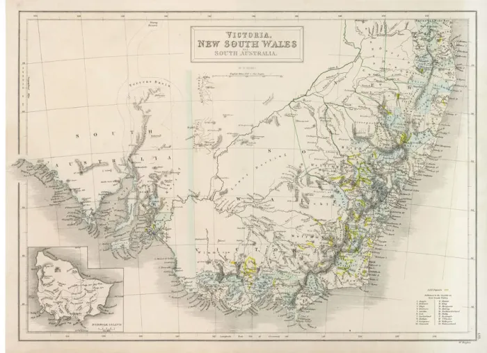 Gerahmter Druck : Karten / Australien 1854 Gerahmter Druck : Karten / Australien 1854