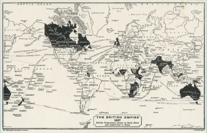 Gerahmter Druck : WELT-KARTA  /  1897