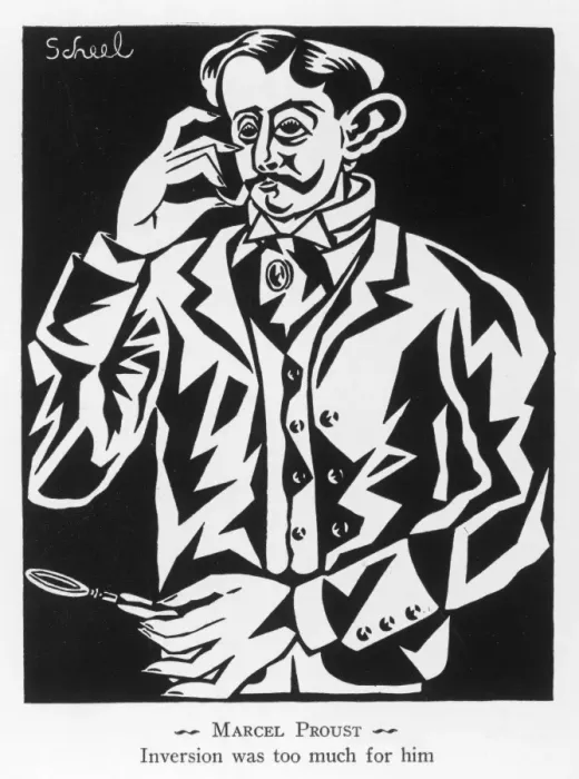 Gerahmter Druck : Marcel Proust und Schelle