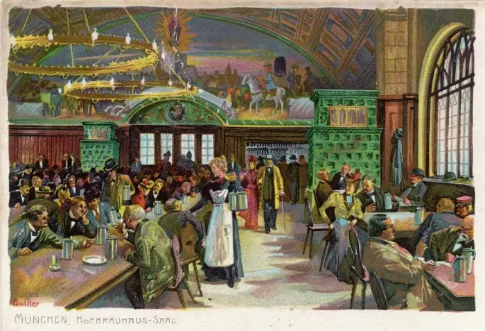 Gerahmter Druck : Bierkeller in München 1890 Gerahmter Druck : Bierkeller in München 1890