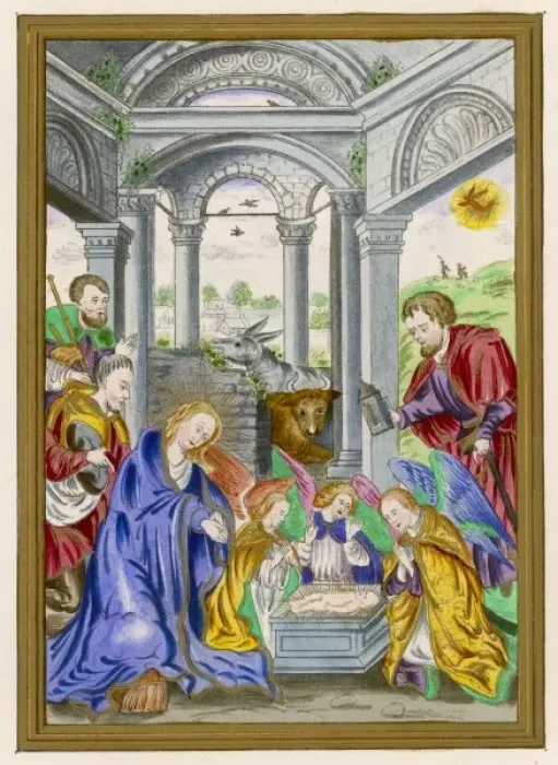 Gerahmter Druck : Jesu Geburt (Ms) Gerahmter Druck : Jesu Geburt (Ms)