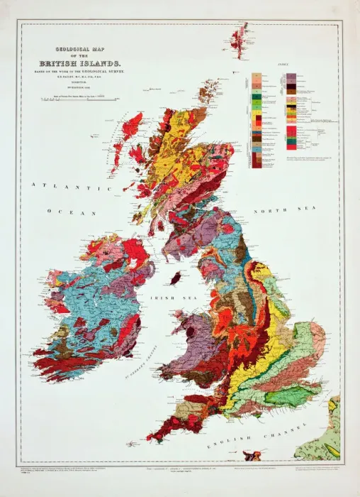 Gerahmter Druck : Geologische Karte der britischen Inseln Gerahmter Druck : Geologische Karte der britischen Inseln