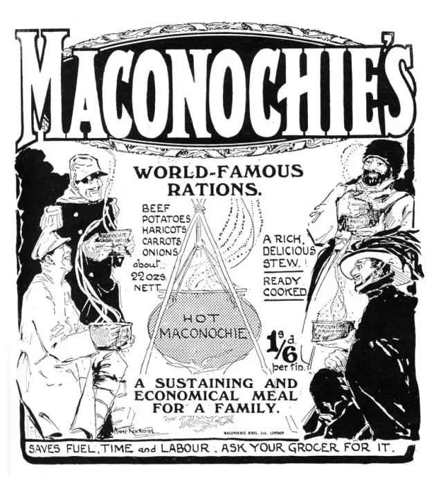 Gerahmter Druck : Maconochies-WW1-Werbung Gerahmter Druck : Maconochies-WW1-Werbung