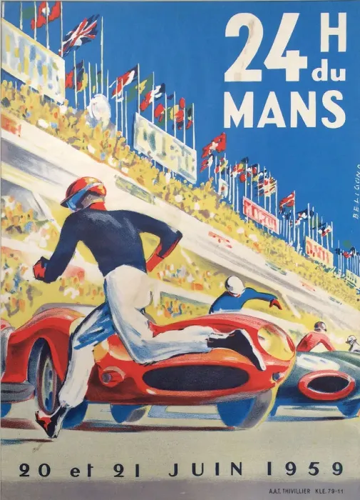 Gerahmter Druck : Plakett, Rennen von Le Mans - 24-Stunden-Marathon-Rallye 1959 Gerahmter Druck : Plakett, Rennen von Le Mans - 24-Stunden-Marathon-Rallye 1959