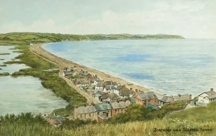 Gerahmter Druck : Torcross und Slapton Sands, Süddevon