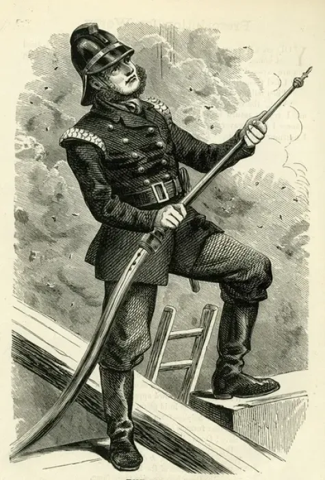 Gerahmter Druck : Berufe 1882 - Der Feuerwehrmann Gerahmter Druck : Berufe 1882 - Der Feuerwehrmann