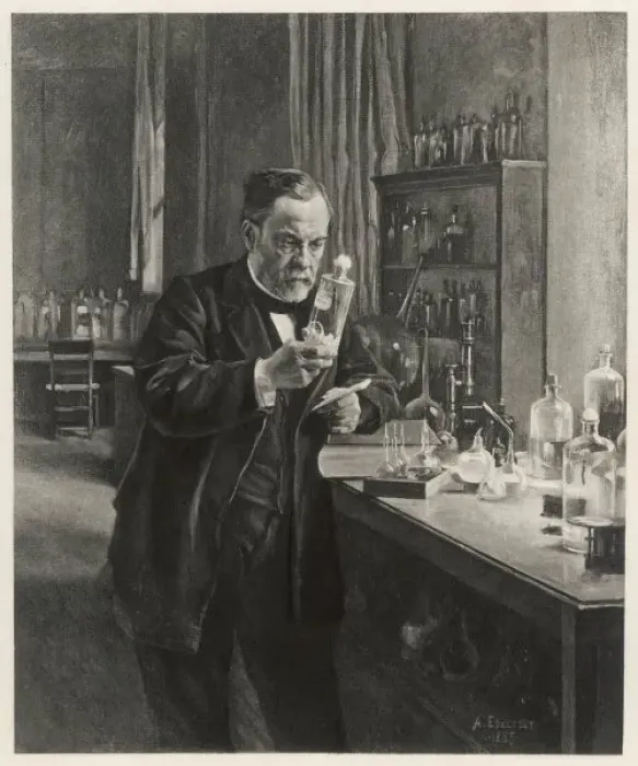 Gerahmter Druck : Pasteur in Labor / Edelfelt Gerahmter Druck : Pasteur in Labor / Edelfelt
