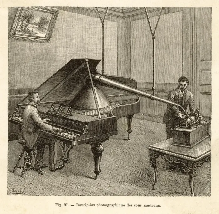 Gerahmter Druck : Phonogramm Aufnahme Gerahmter Druck : Phonogramm Aufnahme