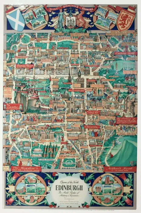 Gerahmter Druck : Bildkarte von Edinburgh Gerahmter Druck : Bildkarte von Edinburgh