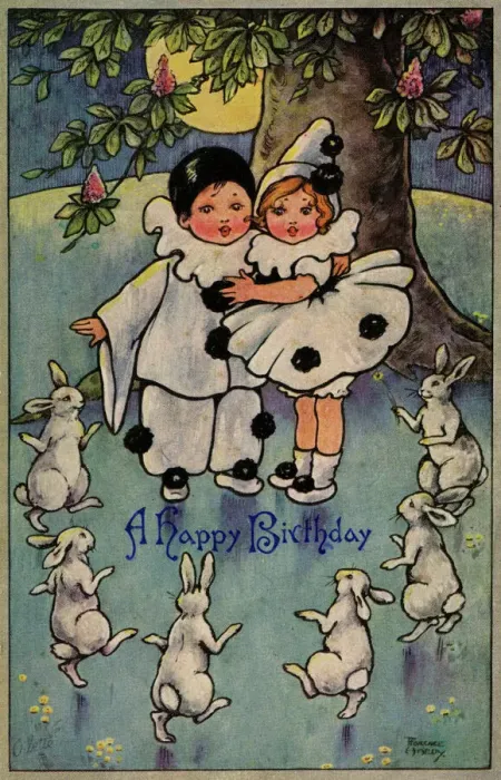 Gerahmter Druck : Pierrot und Pierrette Gerahmter Druck : Pierrot und Pierrette