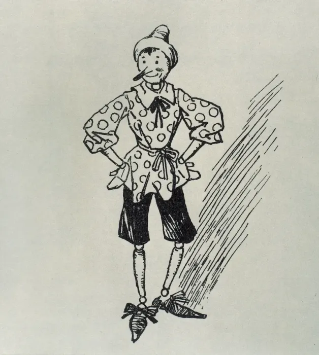 Gerahmter Druck : Pinocchio. Illumination aus einer Ausgabe des Kinderstücks Pinokio von Gerahmter Druck : Pinocchio. Illumination aus einer Ausgabe des Kinderstücks Pinokio von
