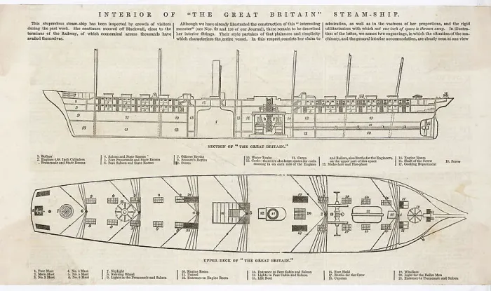 Gerahmter Druck : Entwurf der Schifffahrtsschiff SS Großbritannien Gerahmter Druck : Entwurf der Schifffahrtsschiff SS Großbritannien