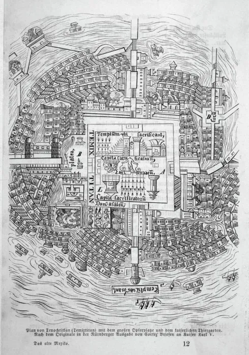 Gerahmter Druck : Plan von Tenochtitlán Gerahmter Druck : Plan von Tenochtitlán