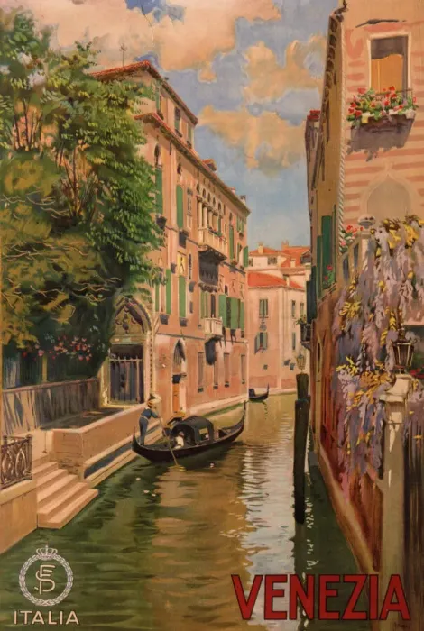 Gerahmter Druck : Plakat, das Venedig bewirbt Gerahmter Druck : Plakat, das Venedig bewirbt