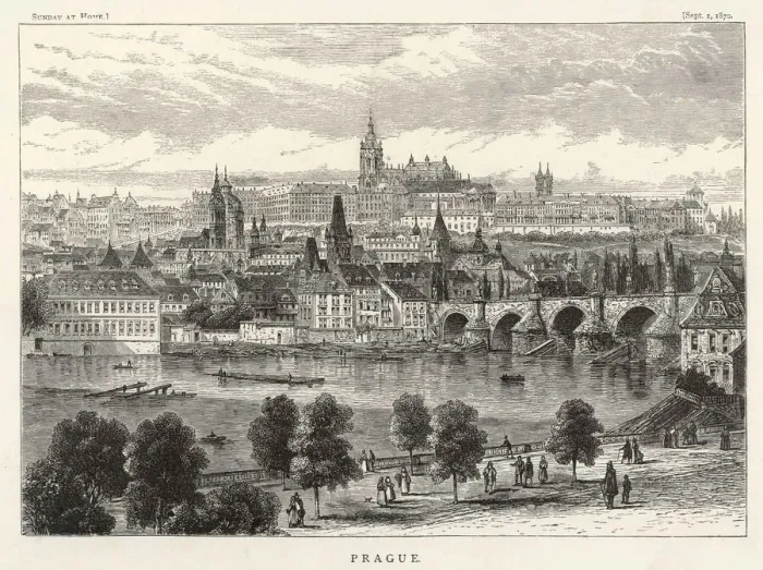 Gerahmter Druck : Prag / Allgemeiner Überblick 1870 Gerahmter Druck : Prag / Allgemeiner Überblick 1870