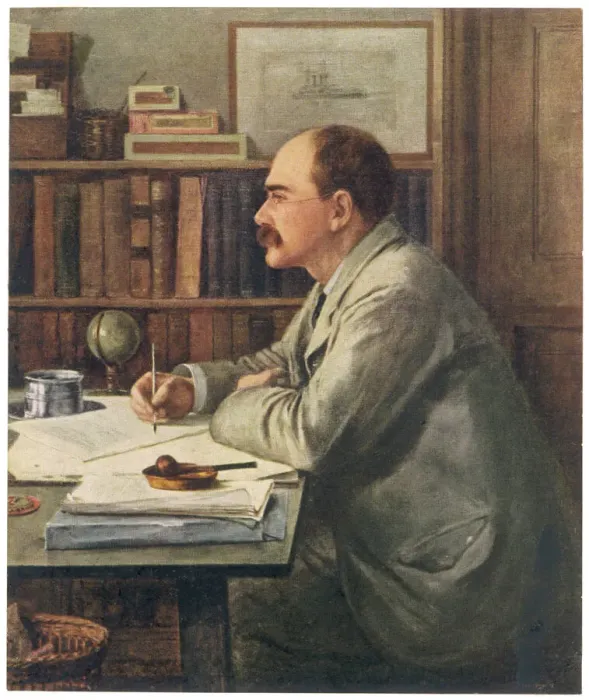 Gerahmter Druck : Rudyard Kipling am Schreibtisch Gerahmter Druck : Rudyard Kipling am Schreibtisch