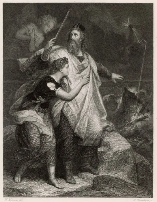 Gerahmter Druck : Szene aus Shakespears The Tempest Gerahmter Druck : Szene aus Shakespears The Tempest