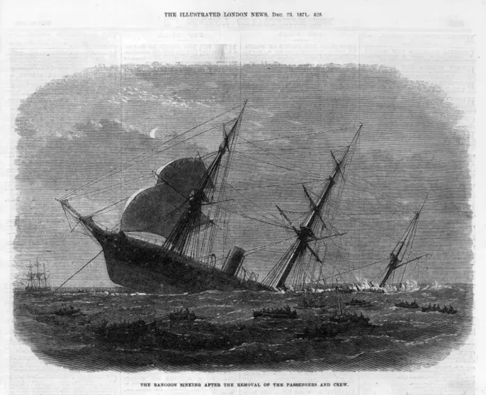 Gerahmter Druck : Die Schiff Rangoon sinkt, 1871 Gerahmter Druck : Die Schiff Rangoon sinkt, 1871
