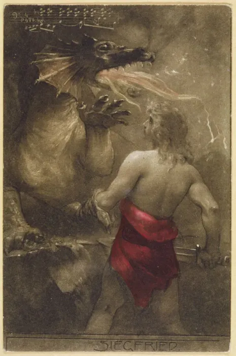 Gerahmter Druck : Siegfried und der Fafner Gerahmter Druck : Siegfried und der Fafner
