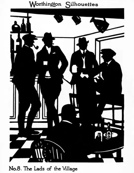 Gerahmter Druck : Schatten von Männern in einem Pub Gerahmter Druck : Schatten von Männern in einem Pub