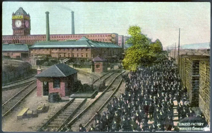 Gerahmter Druck : Sängerfabrik  /  Briefmarke