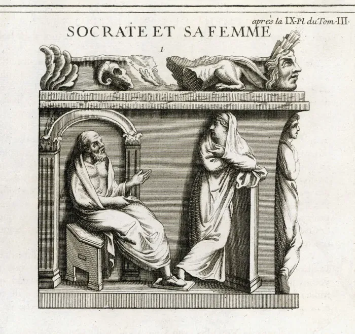 Gerahmter Druck : Sokrates und Xanthippes Gerahmter Druck : Sokrates und Xanthippes