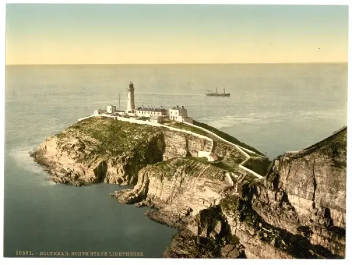 Gerahmter Druck : Südstack Leuchtturm, Heiligenbein, Wales Gerahmter Druck : Südstack Leuchtturm, Heiligenbein, Wales