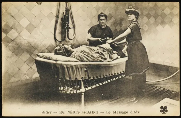 Gerahmter Druck : Schwitzbad / Massage, 1905 Gerahmter Druck : Schwitzbad / Massage, 1905
