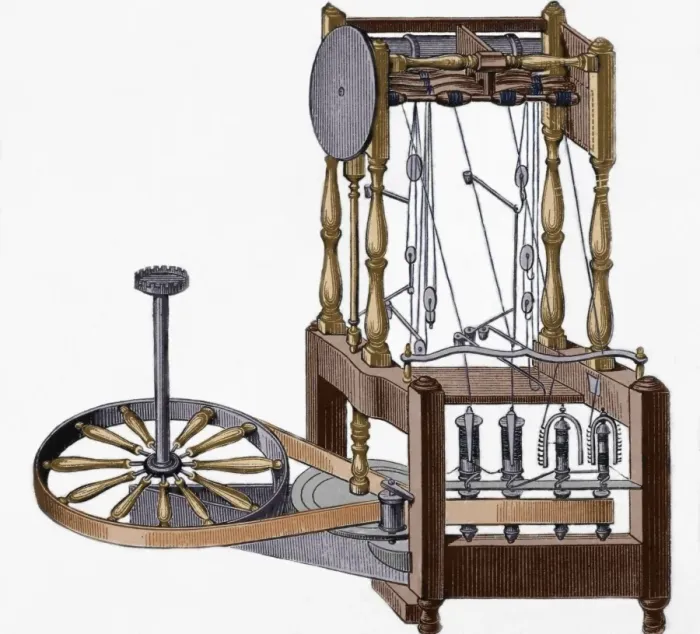 Gerahmter Druck : Drehmaschine, entworfen im Jahr 1767 von Richard Arkwright (1735) Gerahmter Druck : Drehmaschine, entworfen im Jahr 1767 von Richard Arkwright (1735)