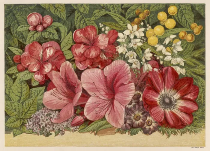 Gerahmter Druck : Frühlingsblumen 1866 Gerahmter Druck : Frühlingsblumen 1866