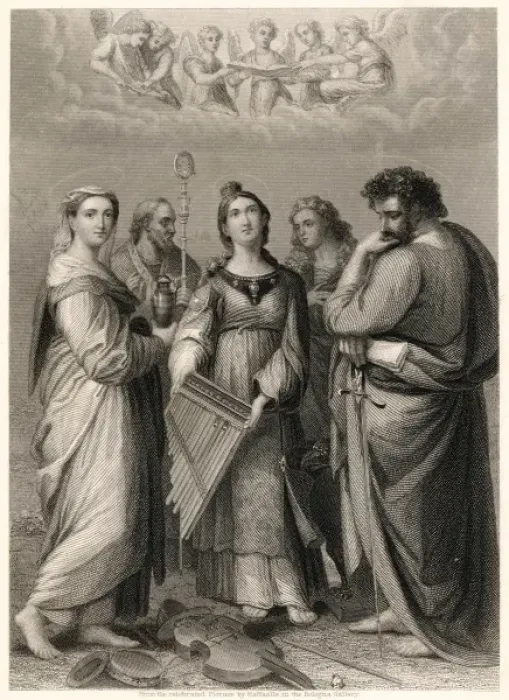Gerahmter Druck : Raphael und St Cecilia