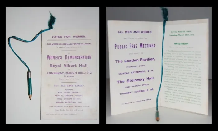 Gerahmter Druck : Demonstrationsprogramm der Suffragetten W.S.P.U.-Demonstration Gerahmter Druck : Demonstrationsprogramm der Suffragetten W.S.P.U.-Demonstration