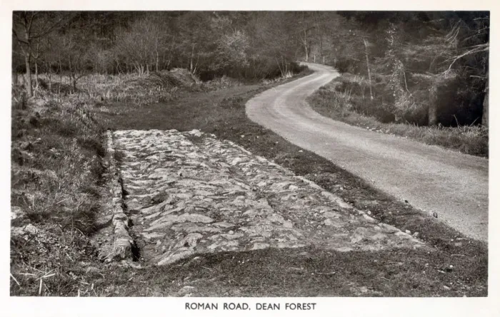 Gerahmter Druck : Ein überlebendes Stück römischer Straße im Wald von der Dean Gerahmter Druck : Ein überlebendes Stück römischer Straße im Wald von der Dean