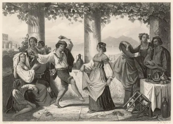 Gerahmter Druck : Tarantella / Italien Gerahmter Druck : Tarantella / Italien