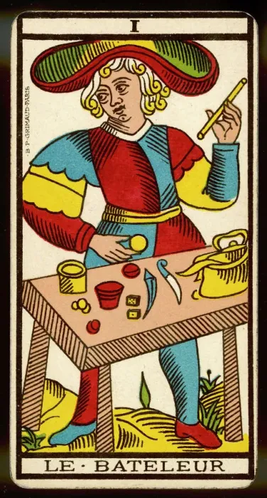 Gerahmter Druck : Der Tarockkarten-Deck - der Jugler Gerahmter Druck : Der Tarockkarten-Deck - der Jugler